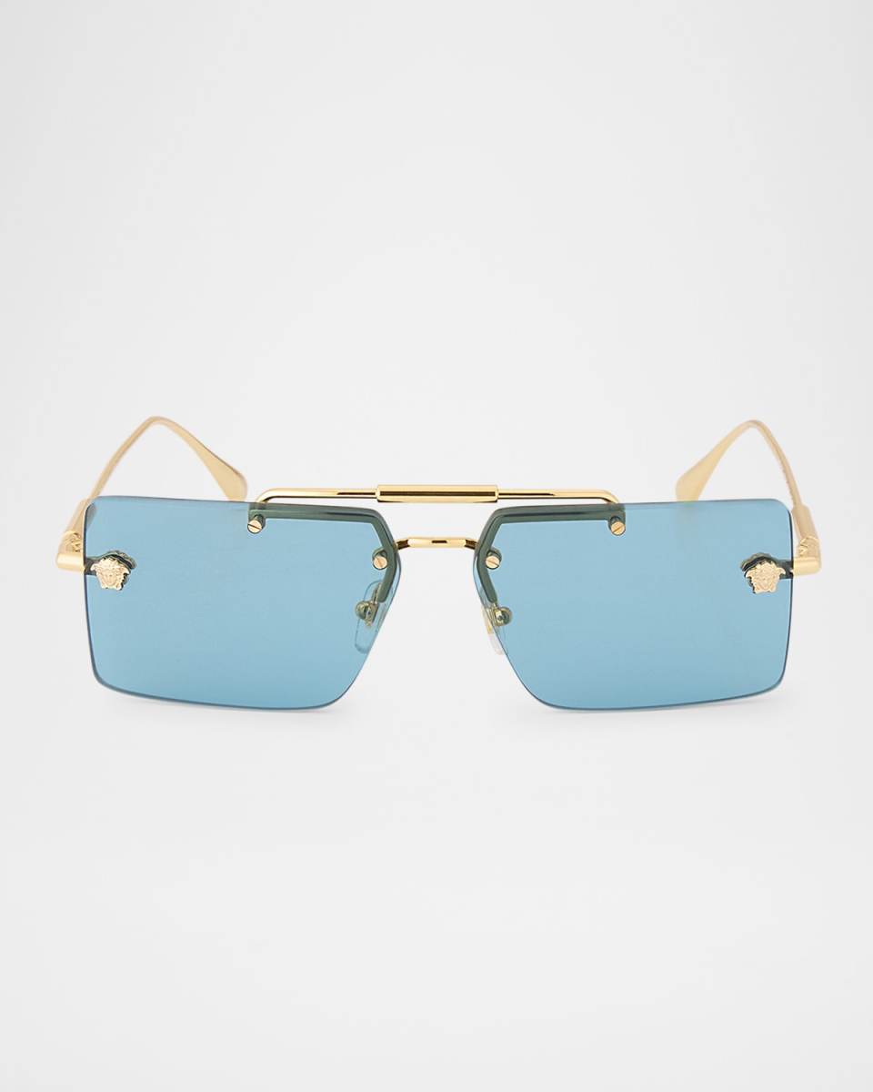 Medusa Rimless Rectangle Metal Sunglasses